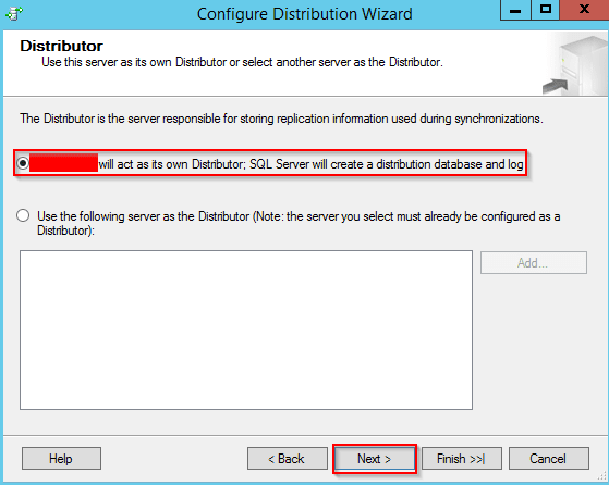 SQL Server Replication : Distributor